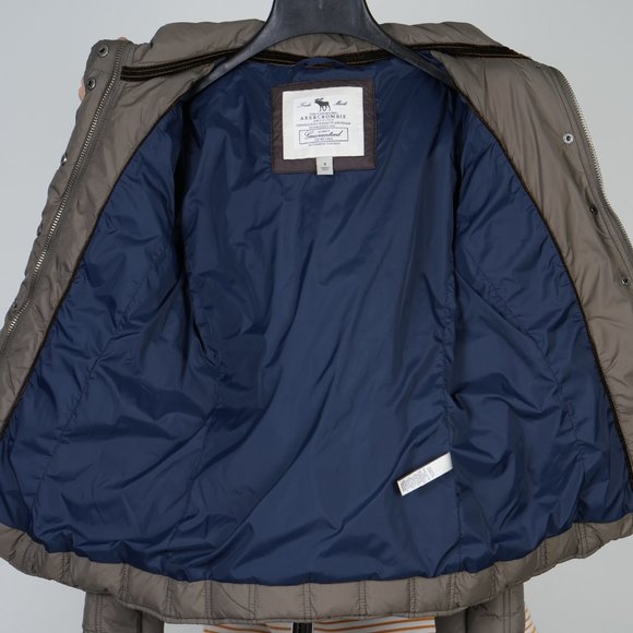 Abercrombie & Fitch Puffer Coat In Taupe Size S - Picture 6 of 14